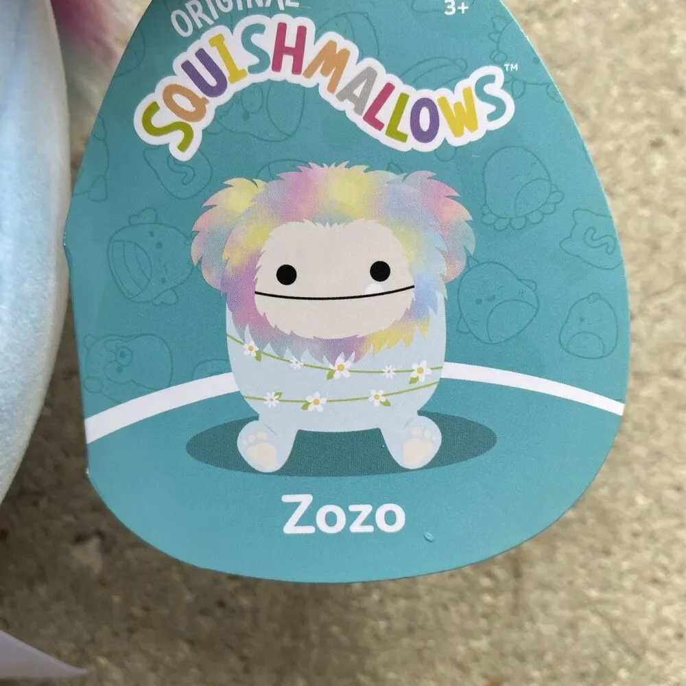 Squishmallows Zozo the Blue Rainbow Bigfoot with Flowers 10